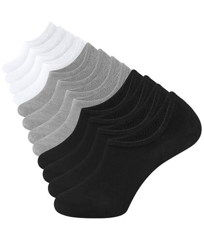 CLOSEMATE 6 Pares Calcetines Invisibles Hombre Bajos de Algodon Transpirables Cortos Verano Antideslizantes Silicona Hombres y Mujeres 6blanco L