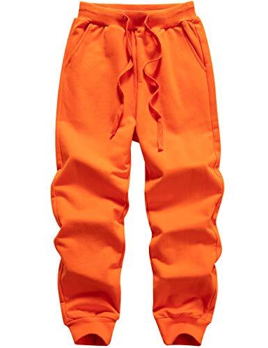 WIYOSHY Pantalones Deportivos de algodón con cordón de Color sólido para niños (FR/ES, Numeric, 120, Regular, Naranja)