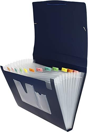 Grafoplas - Archivador Fuelle con Gomas, Azul Opaco, Tamaño Folio, Serie XS, 33x26x3cm, Polipropileno Semirrígido, PortaCD y Tarjetero Interior, Cierre con Goma Elástica