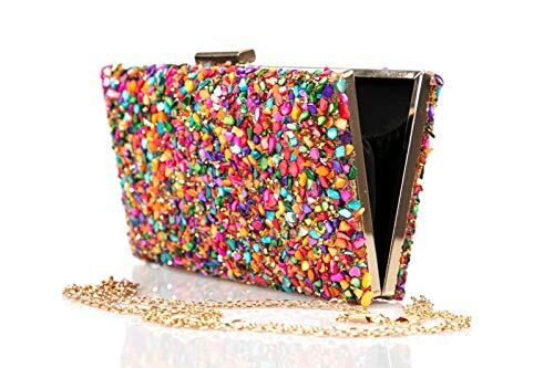 la monsita Bolso cartera de fiesta multicolor con cadena