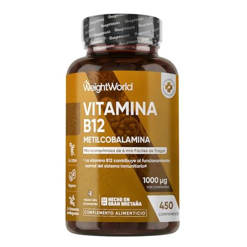 Vitamina B12 Vegana 1000 mcg - 450 Micro Comprimidos de Metilcobalamina B12 para Más de 1 Año de Suministro - Sin OGM y Sin Lactosa