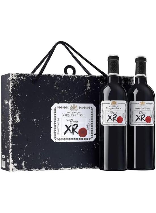 XR Reserva de Marqués de Riscal - Vino tinto Reserva Denominación de Origen Calificada Rioja, Variedad Tempranillo, 24 meses en barrica, Estuche de 2 botellas de 750 ml