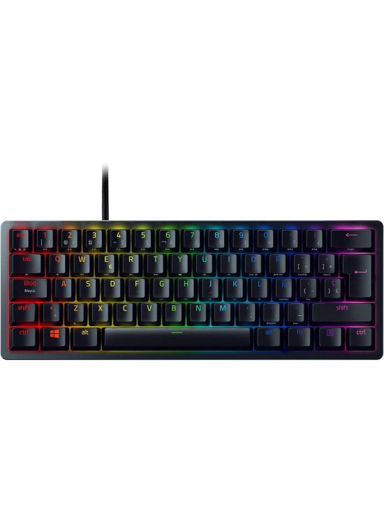 Razer Huntsman Mini (Purple Switch) - Teclado Gaming, compacto para juegos del 60% con interruptores opto-mecánicos (tapas de teclas PBT, cable USB-C desmontable) Teclado Español - Negro