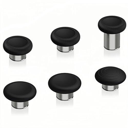 eXtremeRate Joysticks Metálicos 6 en 1 Kit para Xbox Elite Series 2 Control Tapas de Joysticks Analógicos Magnéticos Intercambiables para Xbox Elite 2 Core(Modelo 1797)-Negro & Plata