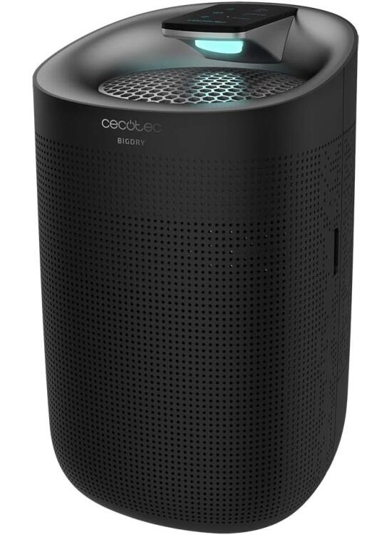 Cecotec Deshumidificador Eléctrico BigDry 3000 PureLight Black. 45 W, Deshumidificación hasta 750 ml/día, Purificador de Aire con Triple Proceso de filtración, Depósito 1L, 3 Velocidades, 25m2