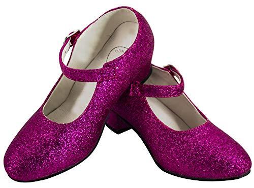 Gojoy shop- Zapato con Tacón de Danza Baile Flamenco o Sevillanas para Niña y Mujer,Contiene : Zapato con Tacón y Mochila de Cuerdas. 5 Colores Disponibles (P-Rosa, 25)