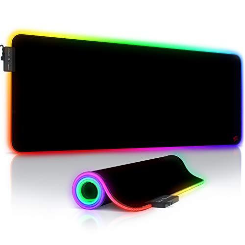 Titanwolf - Alfombrilla de ratón para Juegos RGB - Base de Escritorio LED - 800x300 mm - XXL Alfombrilla para ratón - LED Multi Color - 11 Modos de iluminación - 7 Colores LED más 4 Modos de Efectos