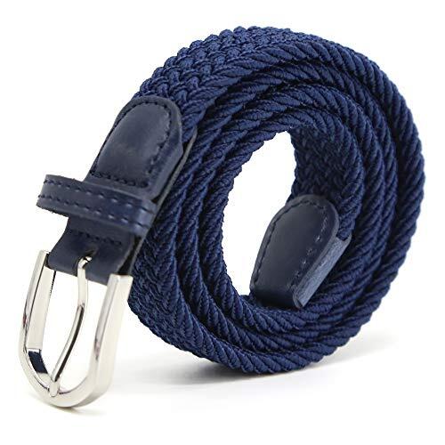AnJuHoPa Cinturilla elástica Para niños Cintura Elástica para niñas niños, Cinturón de Goma Multicolor para mujeres de 2,5 cm de ancho y 80 cm de largo con anillo de Metal Marina