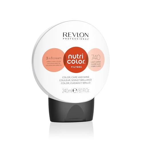 REVLON PROFESSIONAL Nutri Color Filters, Mascarilla de Coloración Temporal para el Pelo, Revive el Color del Cabello, Brillo y Color Intenso, Tinte Pelo Mujer Tono 740 Cobre Claro, 240ml