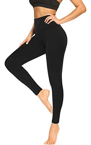 FULLSOFT Leggings de Cintura Alta para Mujer, sin Ver a través de Control de la Barriga, Pantalones de Yoga de Entrenamiento - Reg&Plus tamaño - Negro - 44/52/L/XL (más)