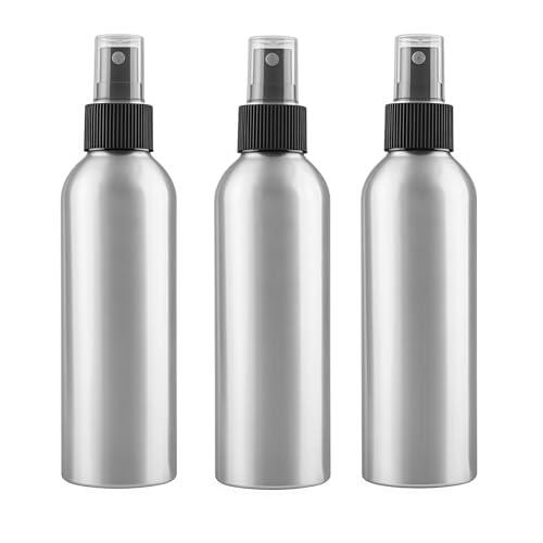 3 tarros de Botella de Aluminio vacíos de Plata con Cabezal de pulverización Negro con pulverizador de atomizadores de Agua cosmética contenedores de Almacenamiento de Viaje