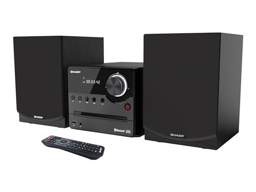 Sharp XL-B512(BK) Microcadena Sound System Estereo con Radio FM, Bluetooth v5.0, CD-MP3, reproducción USB, Altavoces de Madera y 45W Color Negro