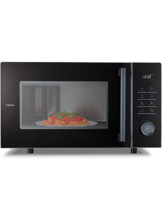 MEDION Mikrowelle mit Grill und Heißluftfritteusenfunktion (25 Liter, 900 Watt, 1.500 Watt Grill, 1.500 Watt Heißluftfunktion, 11 Programme, 10 Leistungsstufen, MD12231) dunkel grau [MODELL 2025]