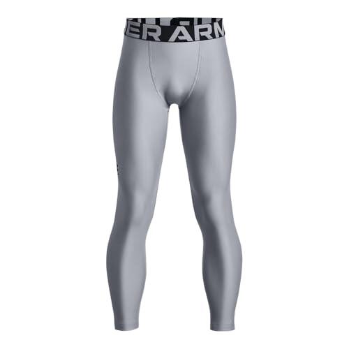 Under Armour boys HeatGear Armour Leggings , Steel (035)/Black , Youth Small
