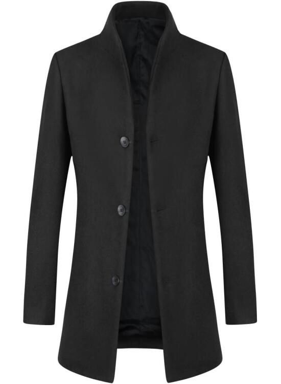 Allthemen Abrigo Hombre de Lana Invierno Trench Coat Caliente Chaqueta Parka a Prueba de Viento Cuello Alto