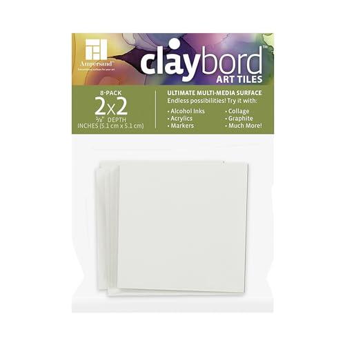 Ampersand Art Supply Claybord - Azulejos artísticos para pinturas pequeñas, manualidades, joyería hecha a mano, proyectos creativos de bricolaje y collage, perfil plano de 1/8 pulgadas, 2 x 2 pulgadas