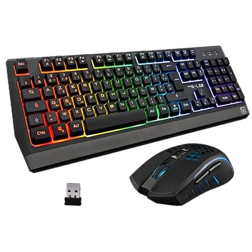 The G-Lab Combo Tungsten - Pack de Teclado y Ratón Gaming Inalámbricos Retroiluminados - Teclado Gaming Inalámbrico AZERTY + Ratón Inalámbrico 2400 dpi - Kit Teclado Ratón para PC PS4 PS5