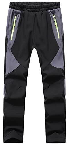 BenBoy Pantalones Montaña Niño Pantalones de Nieve Impermeables Invierno Calentar Niñas Niños Pantalones Trekking Escalada,KZ0008-Black-2XL