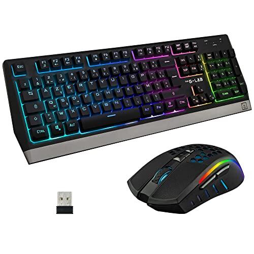 The G-Lab Combo Tungsten – Pack de Teclado y Ratón Gaming Inalámbrico Retroiluminado - Layout Español – 2400 dpi – PC/PS4/PS5/Xbox One - Nuevo 2021