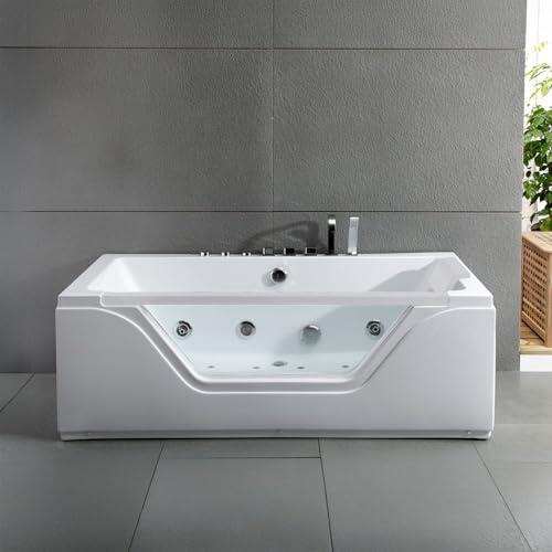 SPALINA Tahiti White Jets - Bañera de hidromasaje con Ojo de Buey L. 170 x l. 78 cm