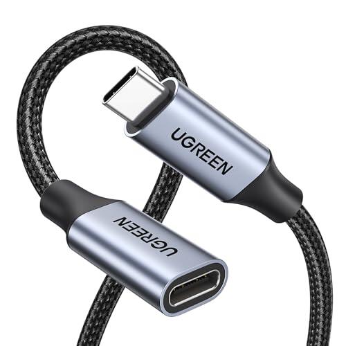 UGREEN Cable de Extensión USB C 3.2 Gen 2 10Gbps Vídeo 4K@60Hz, Alargador Tipo C Thunderbolt 3 Carga Rápida 100W, Compatible con Macbook, iPhone 17 Pro Max Air/16/15, Galaxy S26 S25 Ultra. 1M Gris