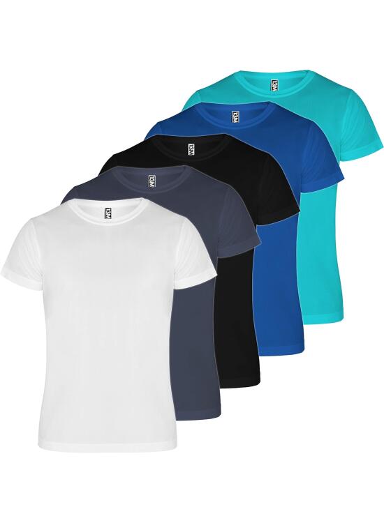 13MW Camiseta técnica Hombre | Pack 5 | Tejido técnico para Deporte | Transpirable | Running, Fitness, Fútbol, Padel