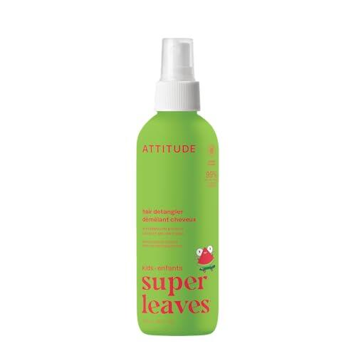 ATTITUDE Spray desenredante para el cabello sin enjuague para niños, producto sin enjuague verificado, sin enjuague, ingredientes a base de plantas y minerales, vegano, sandía y coco, 240 ml