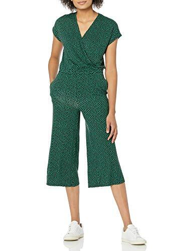 Amazon Essentials Mono Corto de Manga Corta con Sobrepelliz y Pernera Ancha con Cintura Elástica Mujer, Estampado de Nubes, L