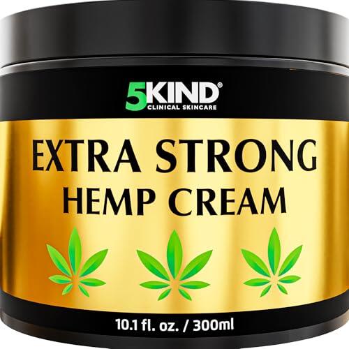 5kind Crema de cáñamo extra fuerte 300 ml - Crema de aceite de cañamo y árnica - Crema masaje, espalda, región lumbar, músculos, rodillas, cuello, hombros - Rica en extractos naturales