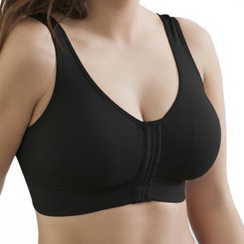 Selene, Sujetador para Mujer en Tejido Antialérgico, Sin Aros, con Copas Extraíbles y Cierre Frontal Cómodo, Colección Luisa, Color Negro, Talla L