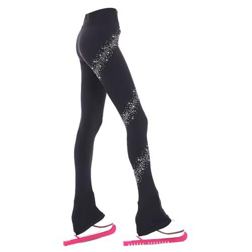 LIUHUO Pantalones Largos de Patinaje artístico para Mujeres y niñas, Pantalones Largos, cálidos, Leggings de Patinaje Infantil con Diamantes de imitación