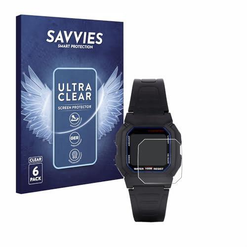 savvies Protector Pantalla para Casio W-800H-1AVES 6 Unidades - Película Ultra Transparente