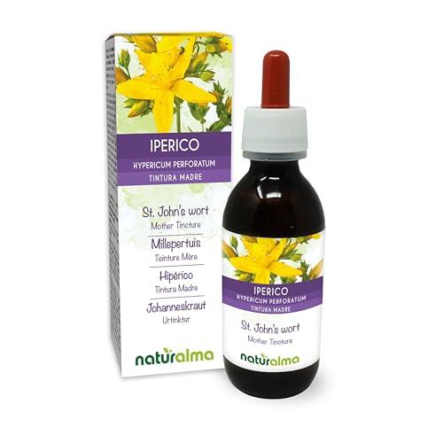Hipérico o hierba de San Juan (Hypericum perforatum) hierba con flores Tintura Madre sin alcohol Naturalma - Extracto líquido gotas 120 ml - Complemento alimenticio - Vegano