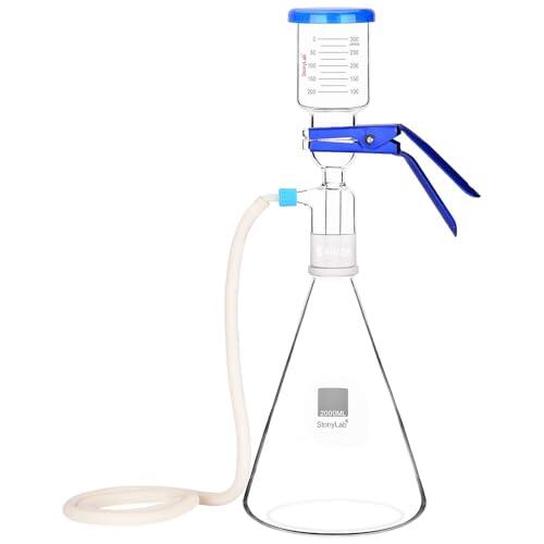 stonylab Aparato de Filtración de Vidrio, Kit de Filtro de Montaje de Filtración al Vacío de Vidrio de Borosilicato con Matraz de Filtración de 2000 ml y Embudo Graduado de 300 ml