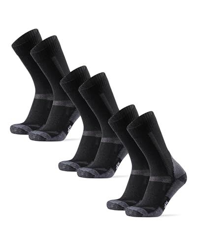 DANISH ENDURANCE Calcetines de Senderismo Unisex, Calcetines de Lana Merino con Acolchado Antiampollas, 3 o 5 Pack, Negro/Gris, 43-47