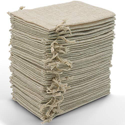 Leeyunbee 30PCS 10x15cm Bolsas de Yute, Bolsitas de Yute, Sacos de Yute, Bolsa de Arpillera con Cordón para Regalo, Joyeria, Calendario de Adviento, DIY, Bodas, Fiesta, Navidad(Color Primario)