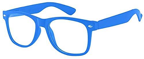 Boolavard Gafas de nerd – Falsa gafa de moda para niños – Gafas falsas sin prescripción, no polarizadas – Gafas de disfraz para Halloween o Cosplay para niños de 4 a 12 años, azul, small