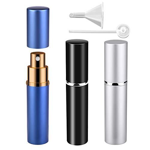 Atomizador Perfume Recargable, 10ml Mini Dispensadores Portátiles de Botella Pulverizador para Aftershave, Viaje y Bolso Con Embudo y Pipeta