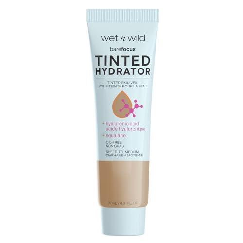 Wet n Wild Bare Focus Tinted Hydrator, Hidratante con Color Oil-Free con Ácido Hialurónico y Escualano, Cobertura Semi-Mate Ligera, Tan