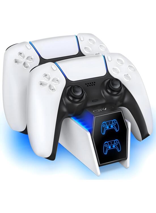 OIVO - Cargador para Mando PS5, 2H rápido Cargador ps5 con 2 Tipos de Cable para Mando PS5, estación de Carga Compatible con mandos DualSense Playstation 5