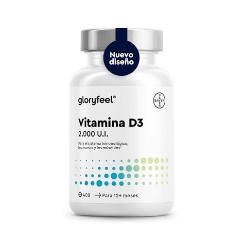 Vitamina D3 2000UI - 400 Tabletas (+1 año) - Vitamina D Colecalciferol - Respalda Huesos, Dientes, Músculos y Sistema Inmunológico - Probado en laboratorio, sin aditivos
