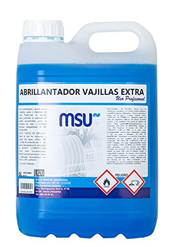 MSU - Abrillantador de Vajillas 5L | Para Lavavajillas y Túneles de Lavado | Secado Rápido | Previene Manchas Calcáreas | Ideal para Cristalería y Cocina