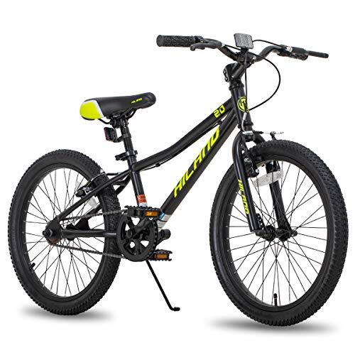HH HILAND HILADN Bicicleta de montaña de 20 Pulgadas para niños y niñas, de una Sola Velocidad,Freno en V, con Frenos de Mano Dobles y Pata de Cabra, Negro