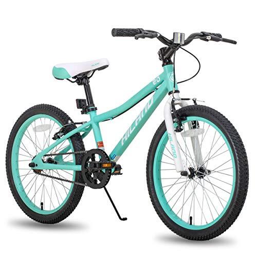 Hiland Climber Bicicleta Infantil 20 Pulgadas para Niños y Niñas de 7, 8, 9, 10, 11, 12, 13, 14 y 15 Años, Bicicletas Infantiles con Horquilla de Suspensión y Freno en V, Verde Menta