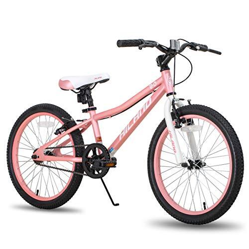 Hiland Climber Bicicleta Infantil 20 Pulgadas para Niños y Niñas de 7, 8, 9, 10, 11, 12, 13, 14 y 15 Años, Bicicletas Infantiles con Horquilla de Suspensión y Freno en V, Rosa
