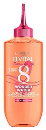 L'Oréal Paris Elvital Tratamiento capilar para cabello liso, sin silicona, sin tiempo de reacción para enjuagar, Dream Length 8 Seconds Wonder Water Lamellar Hair Fluid, 1 x 200 ml
