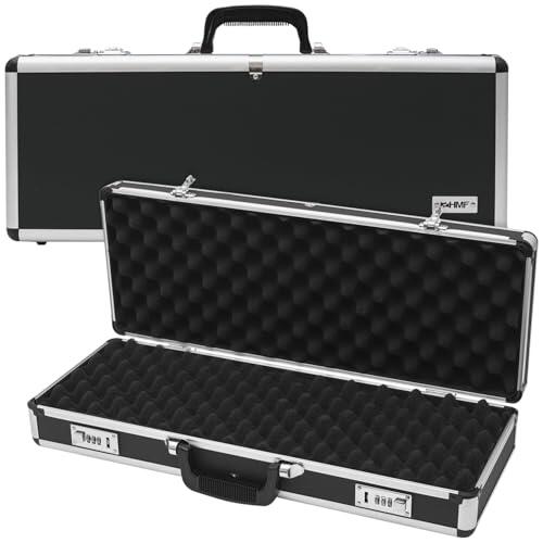 HMF 14433-02 Funda de Aluminio para Pistola con Cerradura de combinación | 62 x 26 x 12 cm | Negro