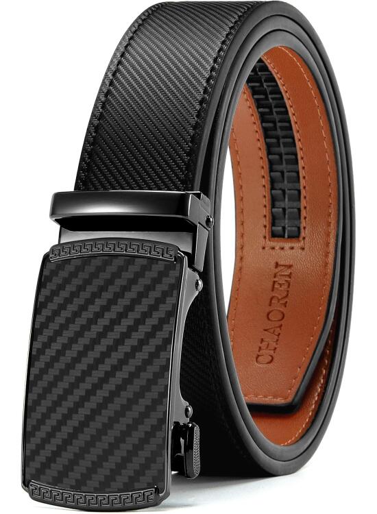 CHAOREN Cinturones Hombre - Cinturón Hombre Cuero sin Agujeros - Encaja en Cualquier Lugar (Ancho 35mm)