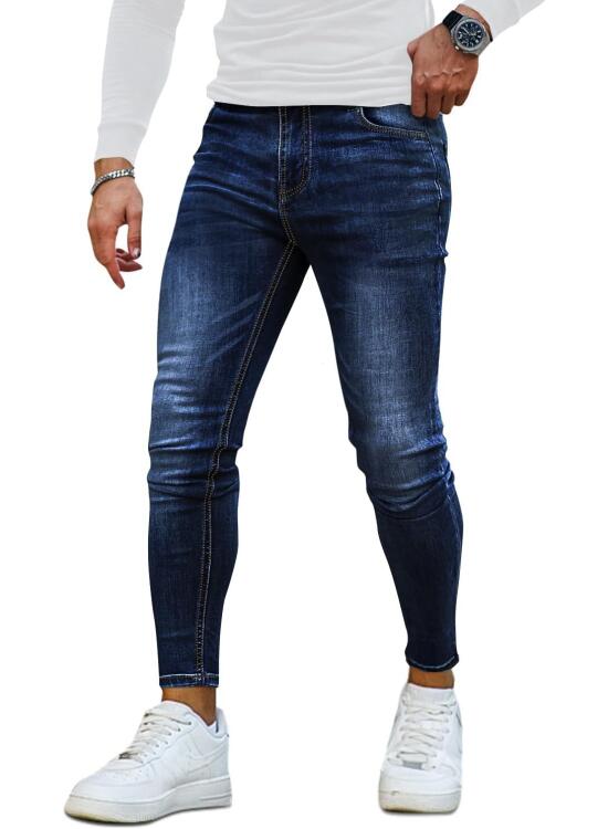 GINGTTO Vaqueros Slim para Hombre Elásticos Ajustado Vaqueros Hombres Skinny Denim Jeans Hombres