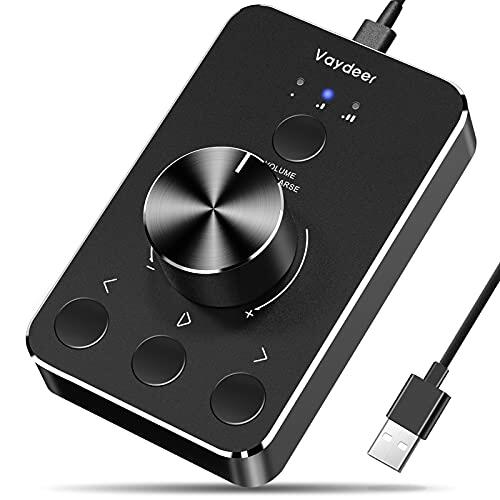 VAYDEER - Pomo de Control de Volumen USB con una tecla de Silencio para Ordenador, Ajuste de Audio, Control Remoto de Volumen de Audio, Compatible con WinXP/7/8 10/Vista/Mac/Linux